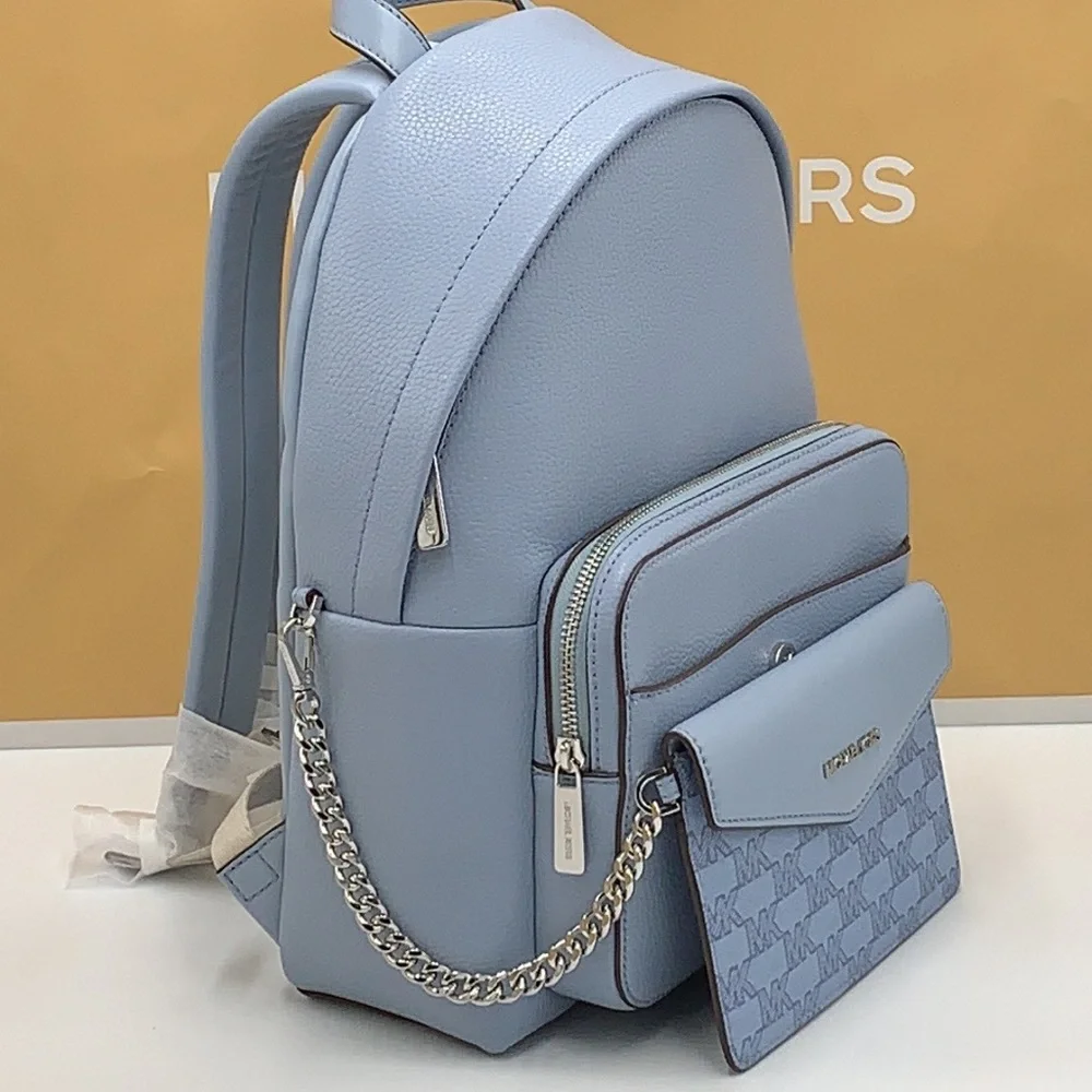 MICHAEL KORS Maisie Medium Pebbled Leather 2-in-1 Backpack Denim NWT